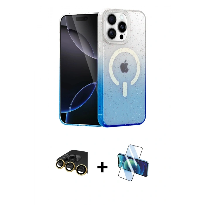 MARSİLYAN™- iPhone 14 Pro Kılıf Eksen Minimal Özel Seri - Siyah 3D Antistatik Cam Ekran Koruyucu + Raze Metal Kamera Lens - GD