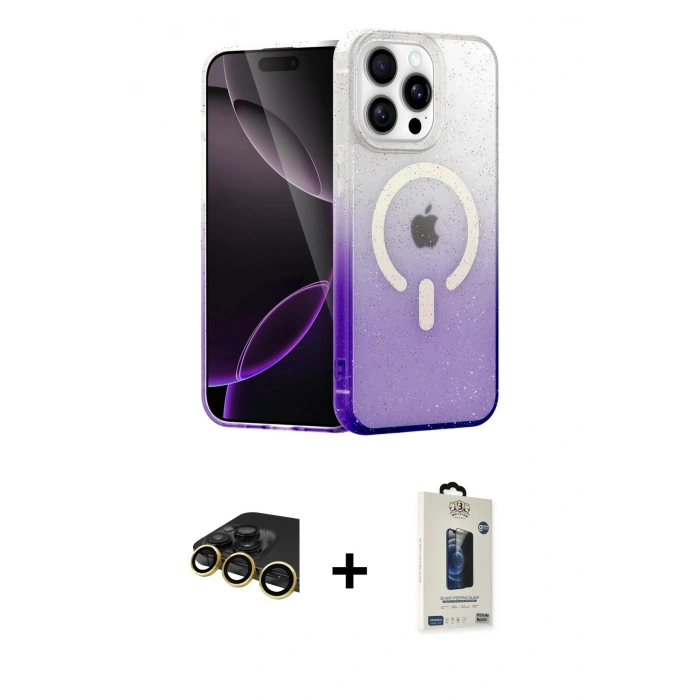 MARSİLYAN™- iPhone 14 Pro Kılıf Eksen Minimal Özel Seri - Siyah Bilvis Hayalet Cam Ekran Koruyucu + Raze Metal Kamera Lens - GD