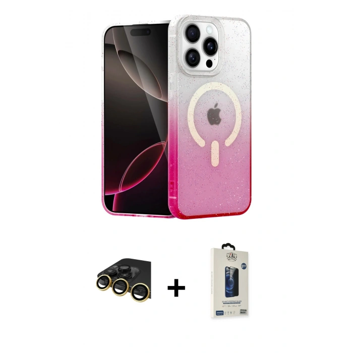 MARSİLYAN™- iPhone 14 Pro Kılıf Eksen Minimal Özel Seri - Siyah Bilvis Hayalet Cam Ekran Koruyucu + Raze Metal Kamera Lens - GD