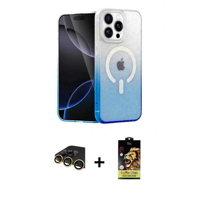 MARSİLYAN™- iPhone 14 Pro Kılıf Eksen Minimal Özel Seri - Siyah Buffer Cam Ekran Koruyucu + Raze Metal Kamera Lens - GD