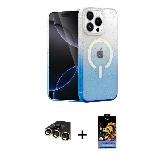 MARSİLYAN™- iPhone 14 Pro Kılıf Eksen Minimal Özel Seri - Siyah Buffer Hayalet Cam Ekran Koruyucu + Raze Metal Kamera Lens - GD