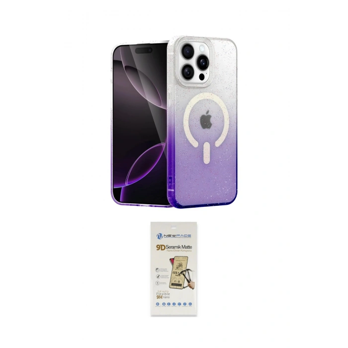 MARSİLYAN™- iPhone 14 Pro Kılıf Eksen Minimal Özel Seri - Siyah Mat Seramik Nano Ekran Koruyucu