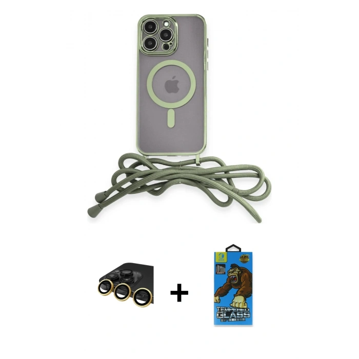 MARSİLYAN™- iPhone 14 Pro Kılıf Eksen Özel Seri - Siyah 18D Cam Ekran Koruyucu + Raze Metal Kamera Lens - GD