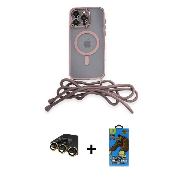 MARSİLYAN™- iPhone 14 Pro Kılıf Eksen Özel Seri - Siyah 18D Cam Ekran Koruyucu + Raze Metal Kamera Lens - GD