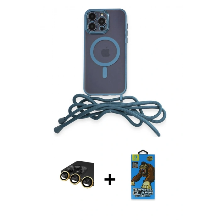 MARSİLYAN™- iPhone 14 Pro Kılıf Eksen Özel Seri - Siyah 18D Cam Ekran Koruyucu + Raze Metal Kamera Lens - GD