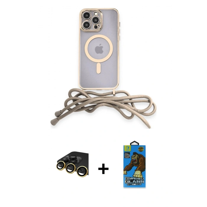 MARSİLYAN™- iPhone 14 Pro Kılıf Eksen Özel Seri - Siyah 18D Cam Ekran Koruyucu + Raze Metal Kamera Lens - GD