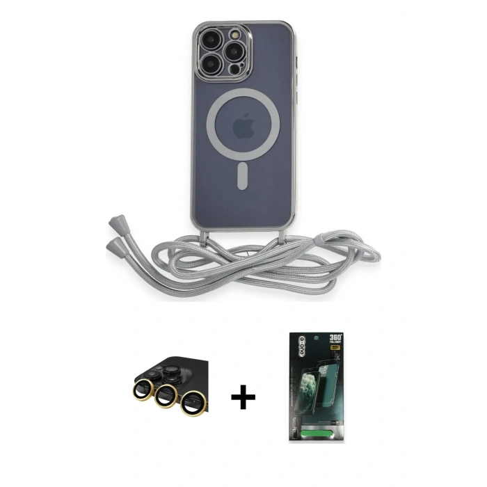 MARSİLYAN™- iPhone 14 Pro Kılıf Eksen Özel Seri - Siyah 360 Mat Full Body Arka Koruyucu + Raze Metal Kamera Lens - GD