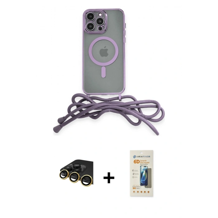 MARSİLYAN™- iPhone 14 Pro Kılıf Eksen Özel Seri - Siyah 6D Mat Seramik Hayalet Nano Ekran Koruyucu + Raze Metal Kamera Lens - GD