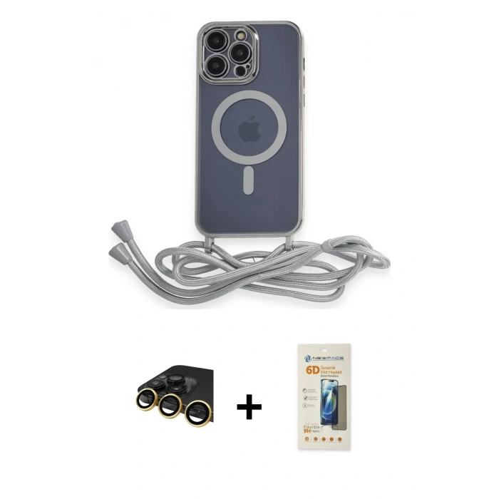 MARSİLYAN™- iPhone 14 Pro Kılıf Eksen Özel Seri - Siyah 6D Mat Seramik Hayalet Nano Ekran Koruyucu + Raze Metal Kamera Lens - GD