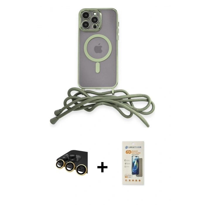 MARSİLYAN™- iPhone 14 Pro Kılıf Eksen Özel Seri - Siyah 6D Mat Seramik Hayalet Nano Ekran Koruyucu + Raze Metal Kamera Lens - GD