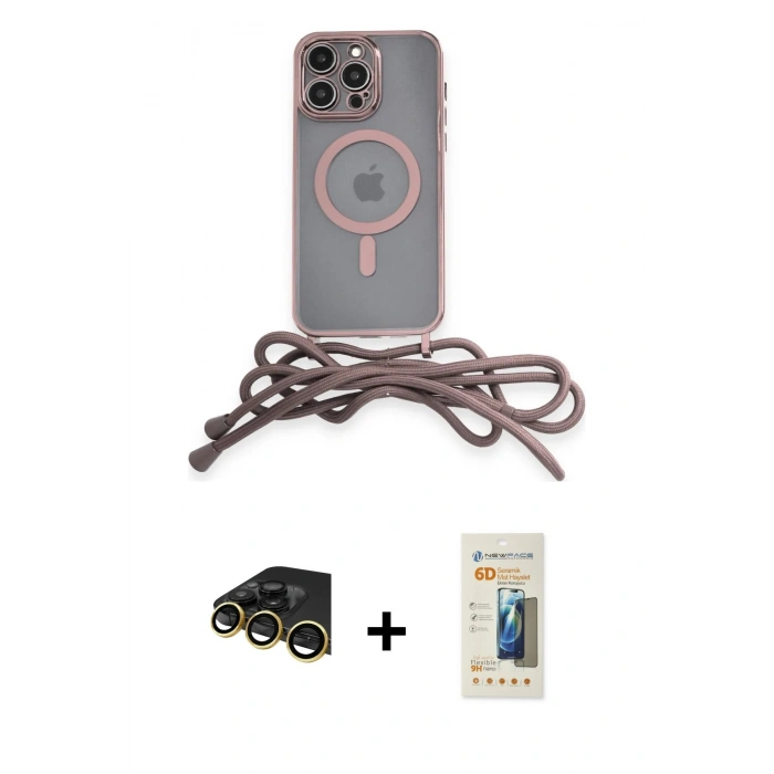 MARSİLYAN™- iPhone 14 Pro Kılıf Eksen Özel Seri - Siyah 6D Mat Seramik Hayalet Nano Ekran Koruyucu + Raze Metal Kamera Lens - GD