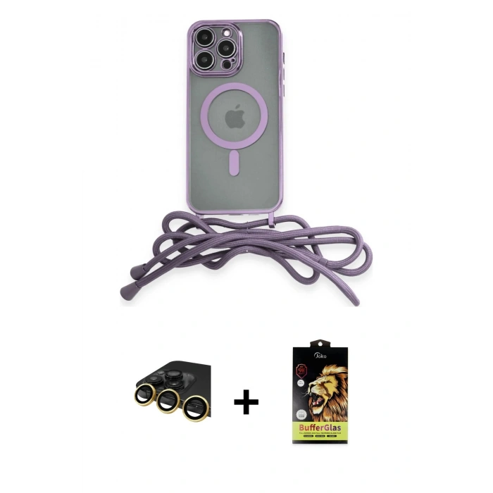 MARSİLYAN™- iPhone 14 Pro Kılıf Eksen Özel Seri - Siyah Buffer Cam Ekran Koruyucu + Raze Metal Kamera Lens - GD