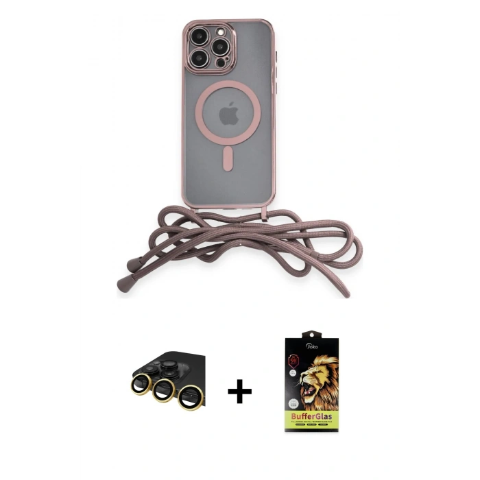 MARSİLYAN™- iPhone 14 Pro Kılıf Eksen Özel Seri - Siyah Buffer Cam Ekran Koruyucu + Raze Metal Kamera Lens - GD
