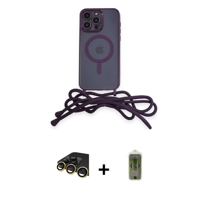 MARSİLYAN™- iPhone 14 Pro Kılıf Eksen Özel Seri - Siyah Joko Magic 5D Hayalet Cam + Raze Metal Kamera Lens - GD