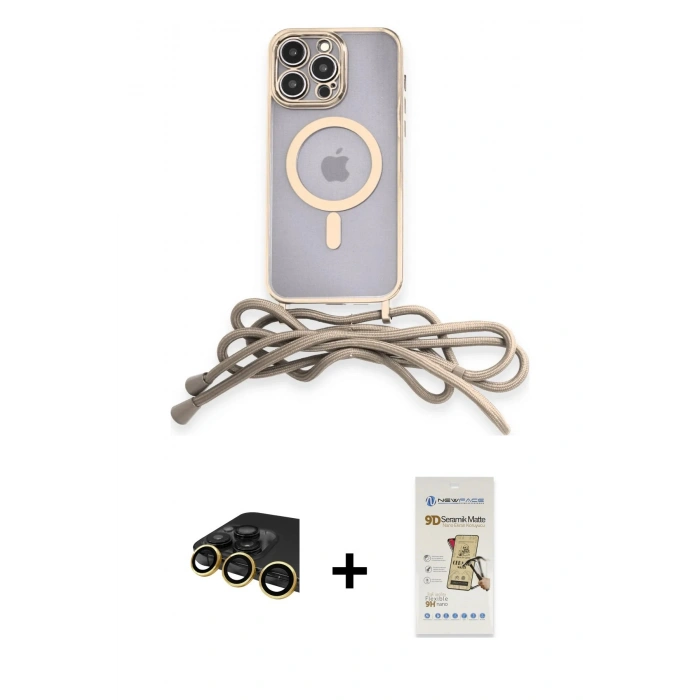 MARSİLYAN™- iPhone 14 Pro Kılıf Eksen Özel Seri - Siyah Mat Seramik Nano Ekran Koruyucu + Raze Metal Kamera Lens - GD