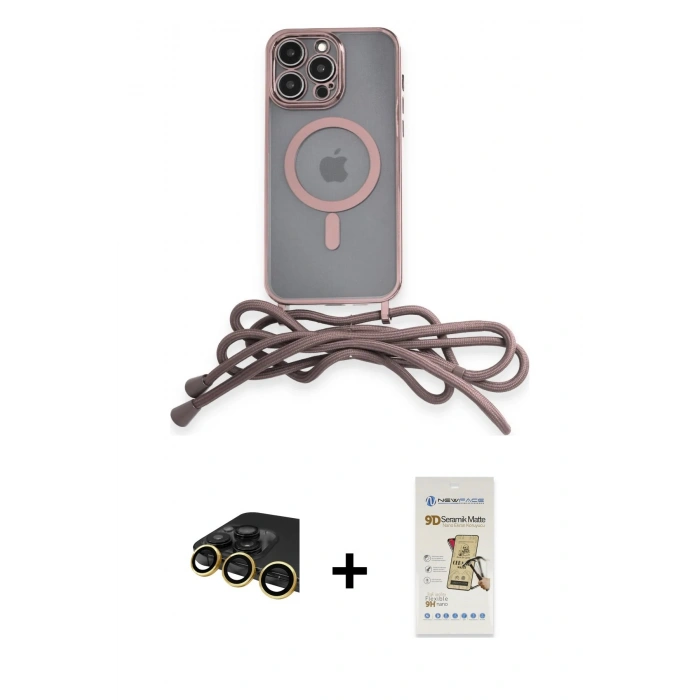 MARSİLYAN™- iPhone 14 Pro Kılıf Eksen Özel Seri - Siyah Mat Seramik Nano Ekran Koruyucu + Raze Metal Kamera Lens - GD