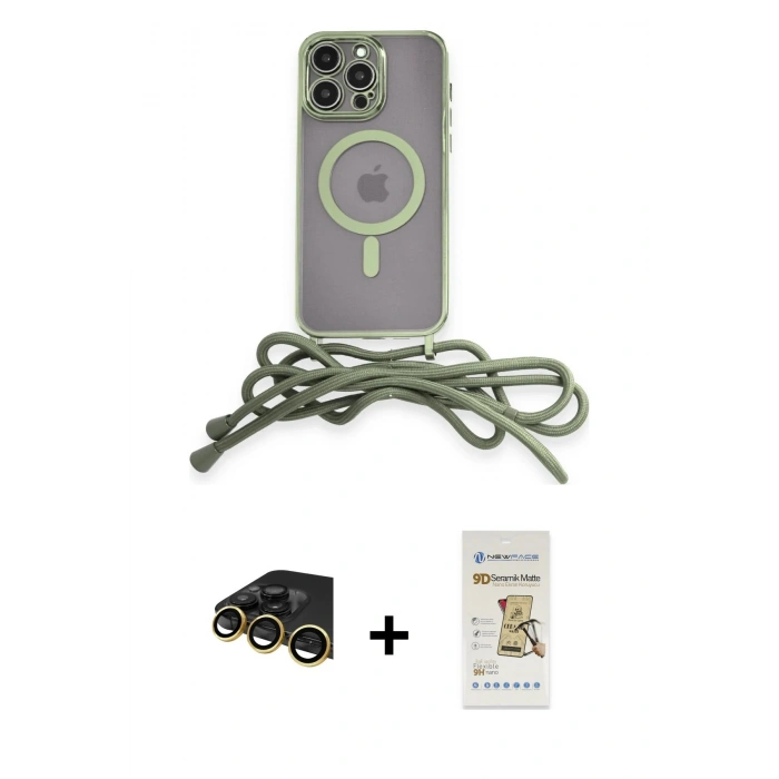 MARSİLYAN™- iPhone 14 Pro Kılıf Eksen Özel Seri - Siyah Mat Seramik Nano Ekran Koruyucu + Raze Metal Kamera Lens - GD