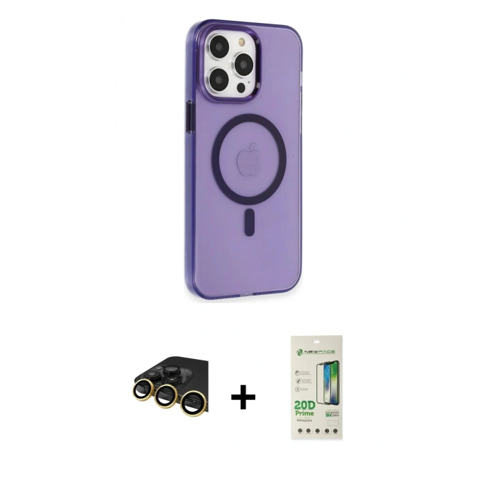 MARSİLYAN™- iPhone 14 Pro Kılıf Kıvılcım Asil Özel Seri - Siyah 20D Premium Cam Ekran Koruyucu + Raze Metal Kamera Lens - GD