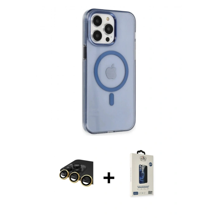 MARSİLYAN™- iPhone 14 Pro Kılıf Kıvılcım Asil Özel Seri - Siyah Bilvis Hayalet Cam Ekran Koruyucu + Raze Metal Kamera Lens - GD