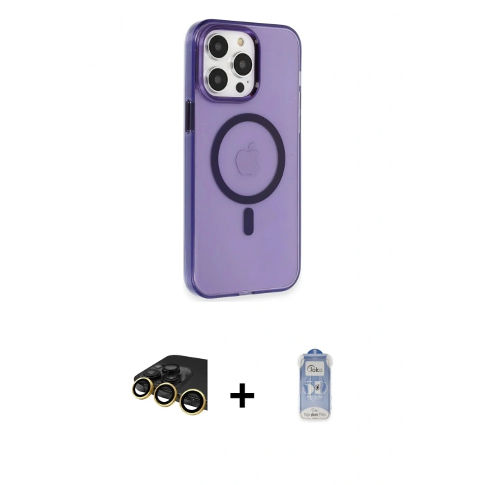 MARSİLYAN™- iPhone 14 Pro Kılıf Kıvılcım Asil Özel Seri - Siyah Joko Magic 5D Cam + Raze Metal Kamera Lens - GD