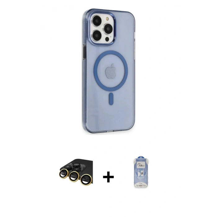 MARSİLYAN™- iPhone 14 Pro Kılıf Kıvılcım Asil Özel Seri - Siyah Joko Magic 5D Cam + Raze Metal Kamera Lens - GD