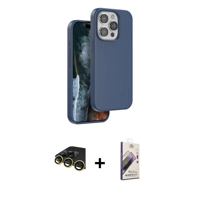 MARSİLYAN™- iPhone 14 Pro Kılıf Kıvılcım Çizgi Serisi - Siyah Bilvis 3D Mat Cam Ekran Koruyucu + Raze Metal Kamera Lens - GD