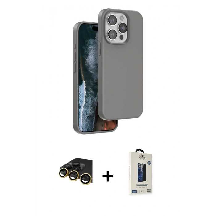 MARSİLYAN™- iPhone 14 Pro Kılıf Kıvılcım Çizgi Serisi - Siyah Bilvis Hayalet Cam Ekran Koruyucu + Raze Metal Kamera Lens - GD