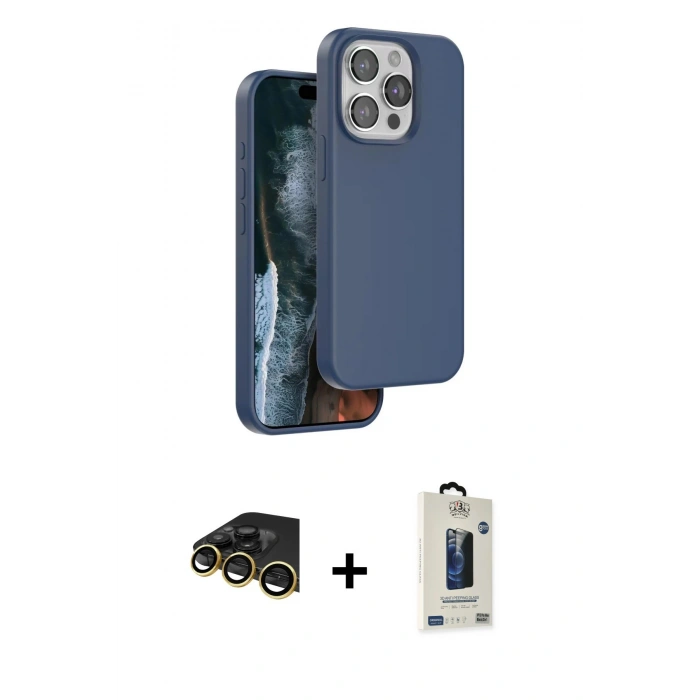MARSİLYAN™- iPhone 14 Pro Kılıf Kıvılcım Çizgi Serisi - Siyah Bilvis Hayalet Cam Ekran Koruyucu + Raze Metal Kamera Lens - GD