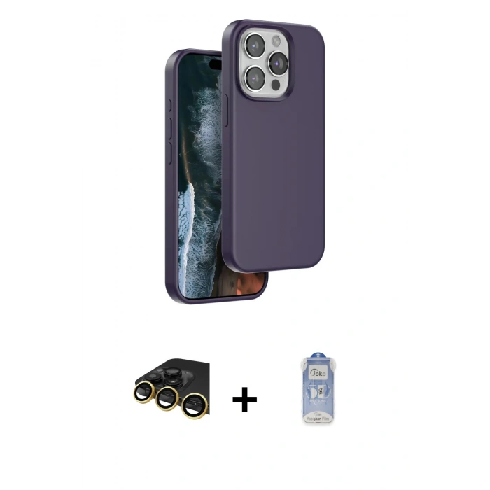 MARSİLYAN™- iPhone 14 Pro Kılıf Kıvılcım Çizgi Serisi - Siyah Joko Magic 5D Cam + Raze Metal Kamera Lens - GD