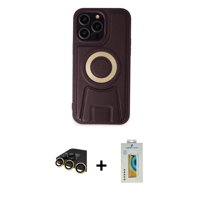 MARSİLYAN™- iPhone 14 Pro Kılıf Kıvılcım Form Özel Seri - Siyah Polymer Nano Ekran Koruyucu + Raze Metal Kamera Lens - GD