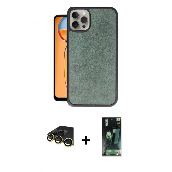 MARSİLYAN™- iPhone 14 Pro Kılıf Kıvılcım Işık Serisi - Siyah 360 Mat Full Body Arka Koruyucu + Raze Metal Kamera Lens - GD