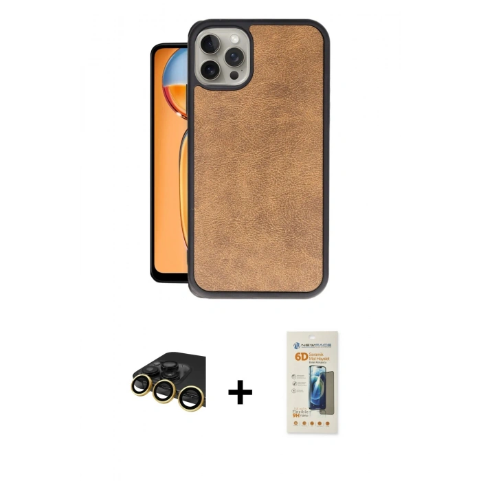 MARSİLYAN™- iPhone 14 Pro Kılıf Kıvılcım Işık Serisi - Siyah 6D Mat Seramik Hayalet Nano Ekran Koruyucu + Raze Metal Kamera Lens - GD