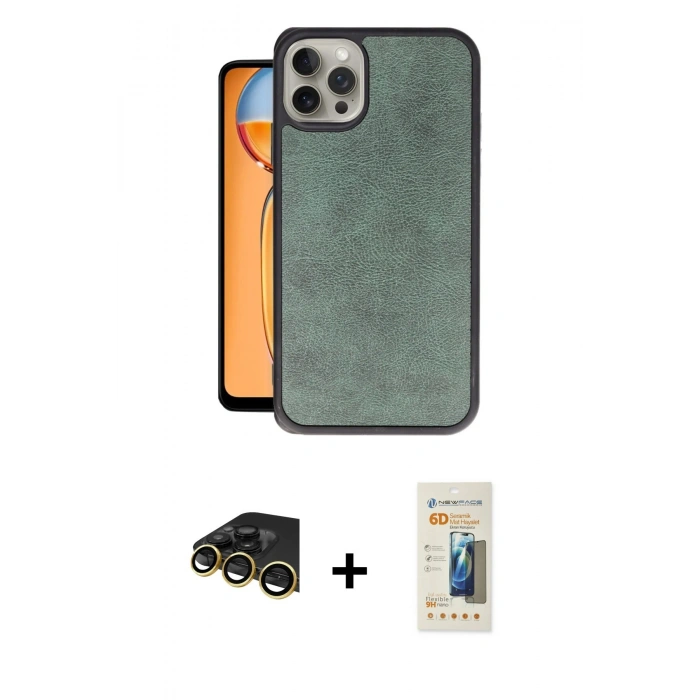 MARSİLYAN™- iPhone 14 Pro Kılıf Kıvılcım Işık Serisi - Siyah 6D Mat Seramik Hayalet Nano Ekran Koruyucu + Raze Metal Kamera Lens - GD