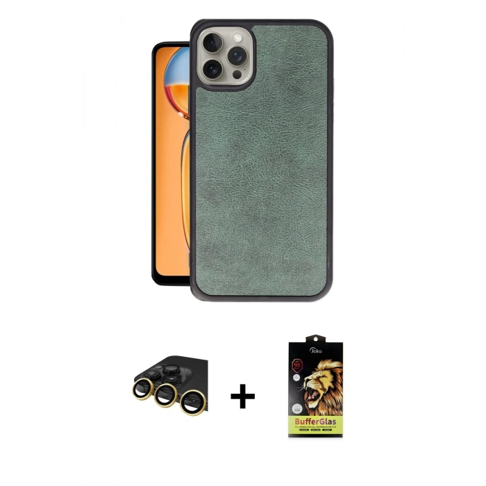 MARSİLYAN™- iPhone 14 Pro Kılıf Kıvılcım Işık Serisi - Siyah Buffer Cam Ekran Koruyucu + Gold Raze Metal Kamera Lens