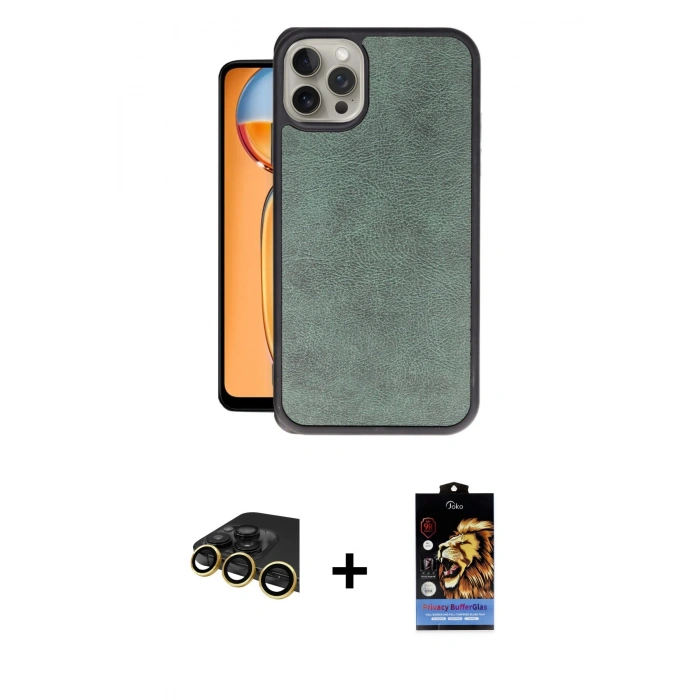 MARSİLYAN™- iPhone 14 Pro Kılıf Kıvılcım Işık Serisi - Siyah Buffer Hayalet Cam Ekran Koruyucu + Raze Metal Kamera Lens - GD