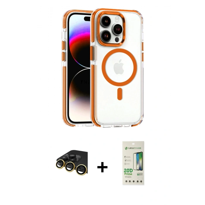 MARSİLYAN™- iPhone 14 Pro Kılıf Kozmos Doku Koleksiyonu - Siyah 20D Premium Cam Ekran Koruyucu + Raze Metal Kamera Lens - GD