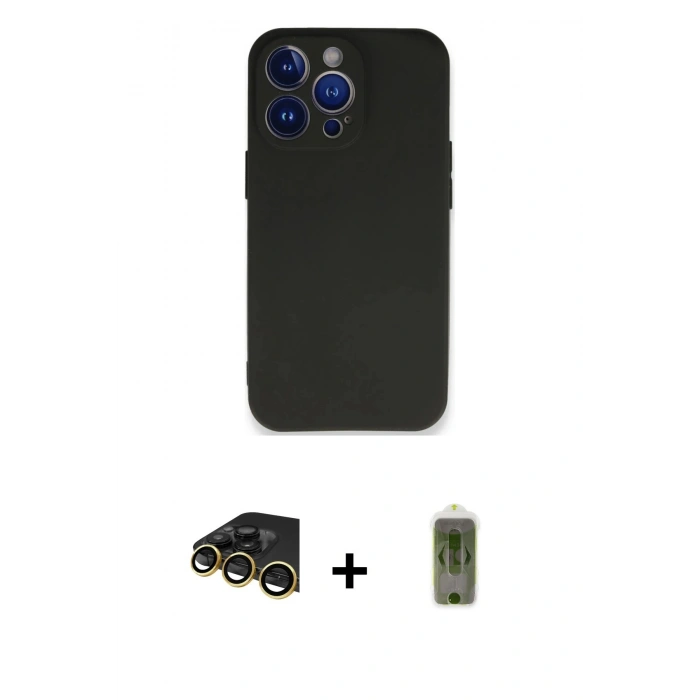MARSİLYAN™- iPhone 14 Pro Kılıf Kozmos Yansıma Özel Seri - Siyah Joko Magic 5D Hayalet Cam + Raze Metal Kamera Lens - GD