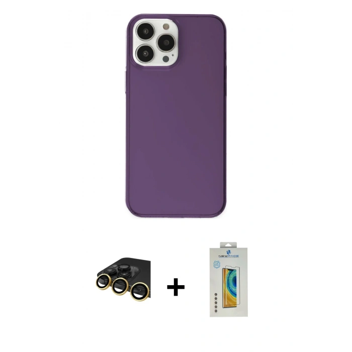 MARSİLYAN™- iPhone 14 Pro Kılıf Kutup Doku Koleksiyonu - Siyah Polymer Nano Ekran Koruyucu + Raze Metal Kamera Lens - GD