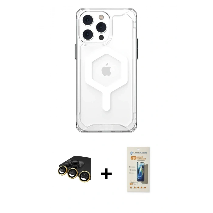 MARSİLYAN™- iPhone 14 Pro Kılıf Kutup Doku Prime - Siyah 6D Mat Seramik Hayalet Nano Ekran Koruyucu + Raze Metal Kamera Lens - GD