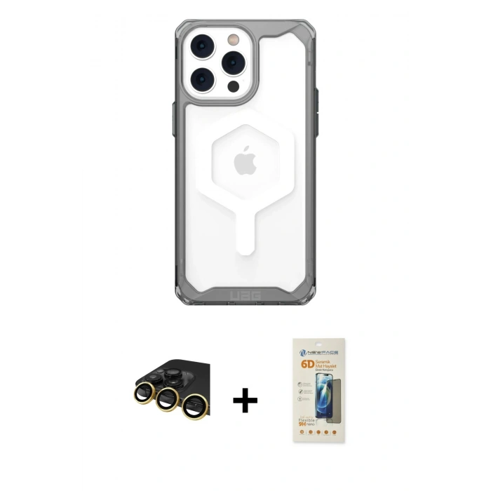 MARSİLYAN™- iPhone 14 Pro Kılıf Kutup Doku Prime - Siyah 6D Mat Seramik Hayalet Nano Ekran Koruyucu + Raze Metal Kamera Lens - GD