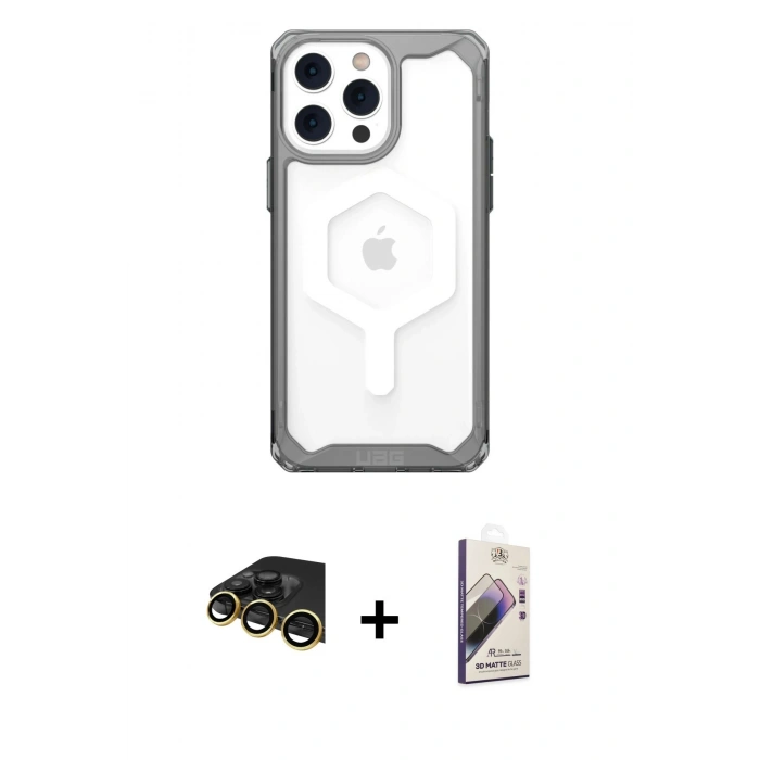 MARSİLYAN™- iPhone 14 Pro Kılıf Kutup Doku Prime - Siyah Bilvis 3D Mat Cam Ekran Koruyucu + Raze Metal Kamera Lens - GD