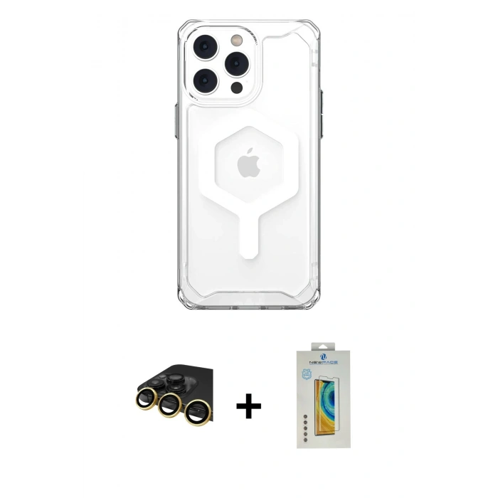 MARSİLYAN™- iPhone 14 Pro Kılıf Kutup Doku Prime - Siyah Polymer Nano Ekran Koruyucu + Raze Metal Kamera Lens - GD