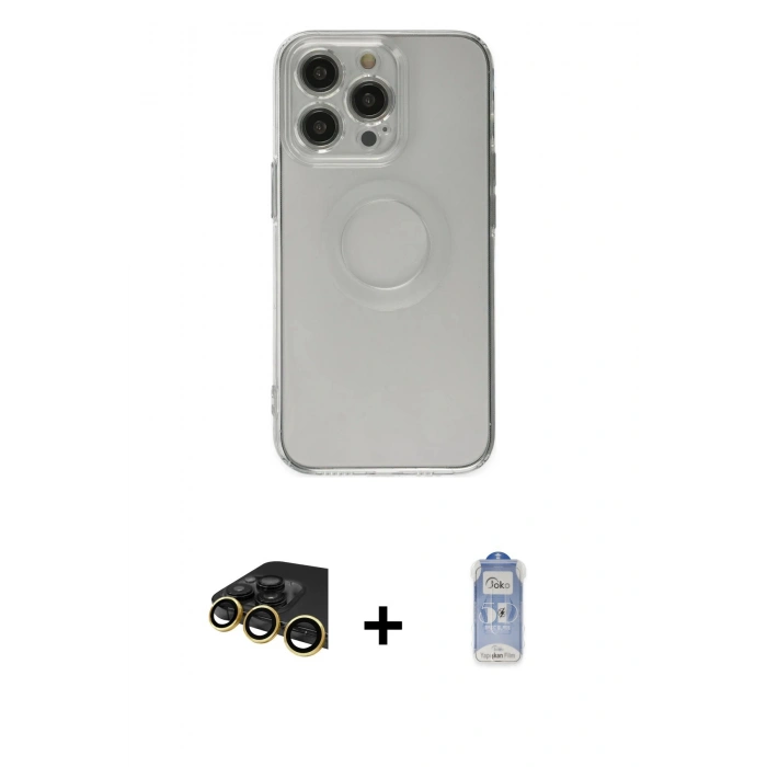 MARSİLYAN™- iPhone 14 Pro Kılıf Kutup Klasik - Siyah Joko Magic 5D Cam + Raze Metal Kamera Lens - GD