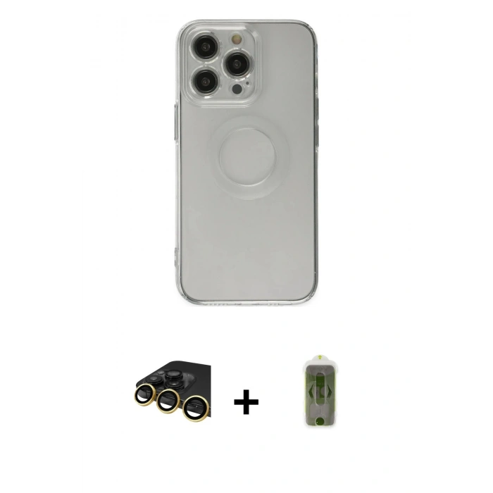 MARSİLYAN™- iPhone 14 Pro Kılıf Kutup Klasik - Siyah Joko Magic 5D Hayalet Cam + Raze Metal Kamera Lens - GD