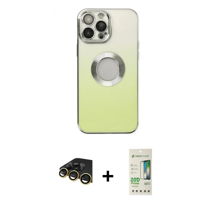 MARSİLYAN™- iPhone 14 Pro Kılıf Kutup Yansıma Özel Seri - Siyah 20D Premium Cam Ekran Koruyucu + Raze Metal Kamera Lens - GD