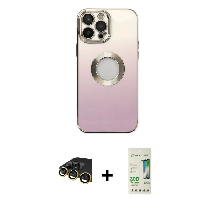 MARSİLYAN™- iPhone 14 Pro Kılıf Kutup Yansıma Özel Seri - Siyah 20D Premium Cam Ekran Koruyucu + Raze Metal Kamera Lens - GD
