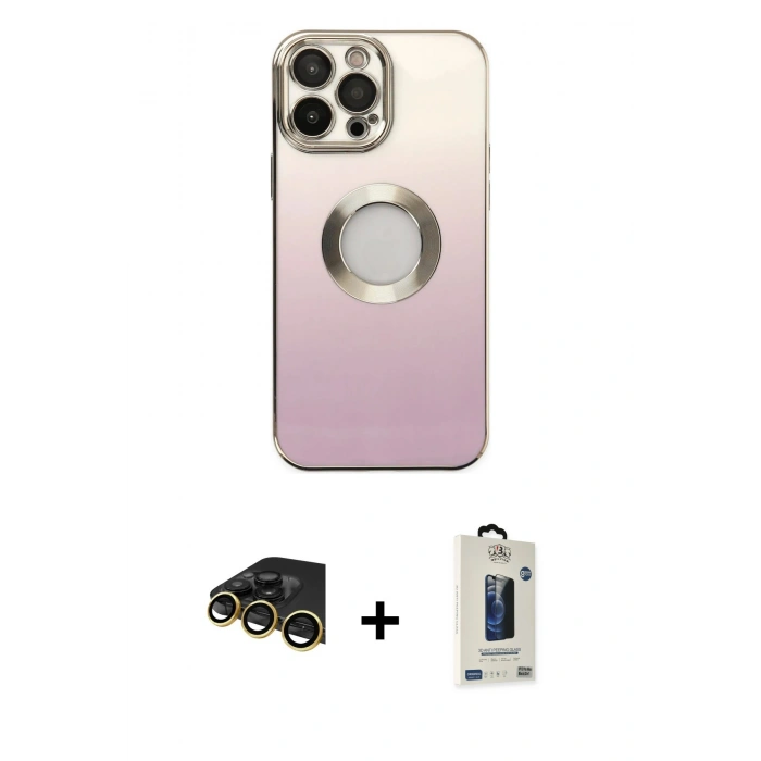 MARSİLYAN™- iPhone 14 Pro Kılıf Kutup Yansıma Özel Seri - Siyah Bilvis Hayalet Cam Ekran Koruyucu + Raze Metal Kamera Lens - GD