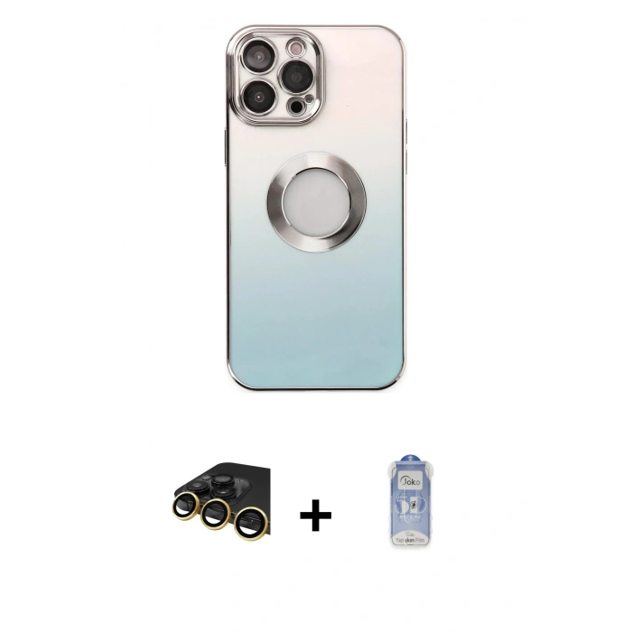 MARSİLYAN™- iPhone 14 Pro Kılıf Kutup Yansıma Özel Seri - Siyah Joko Magic 5D Cam + Raze Metal Kamera Lens - GD
