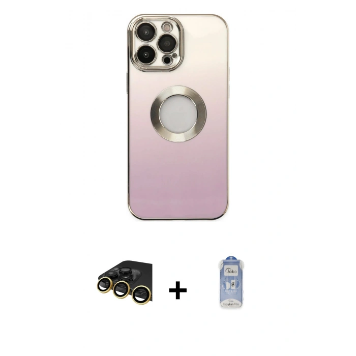 MARSİLYAN™- iPhone 14 Pro Kılıf Kutup Yansıma Özel Seri - Siyah Joko Magic 5D Cam + Raze Metal Kamera Lens - GD