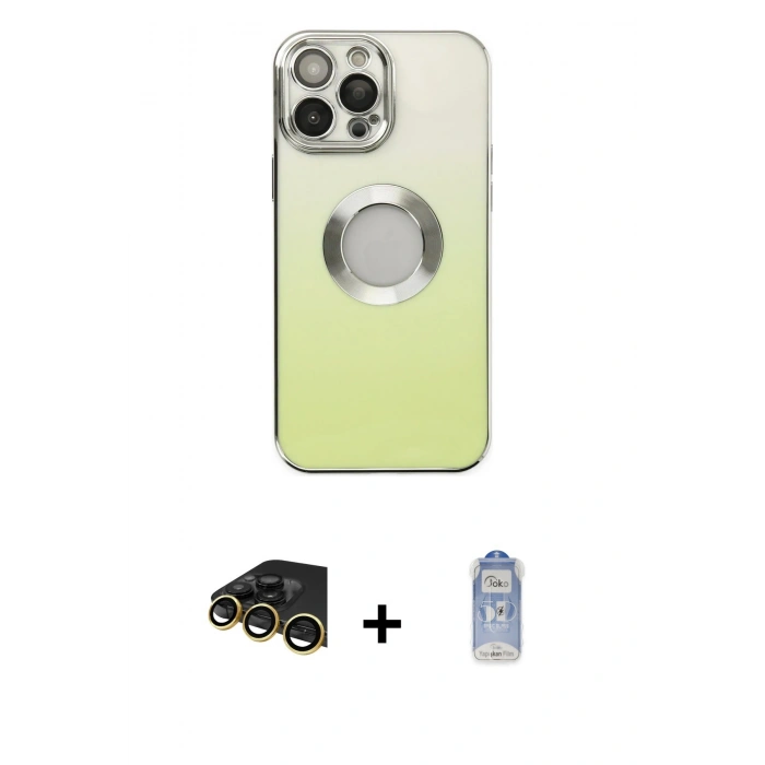MARSİLYAN™- iPhone 14 Pro Kılıf Kutup Yansıma Özel Seri - Siyah Joko Magic 5D Cam + Raze Metal Kamera Lens - GD